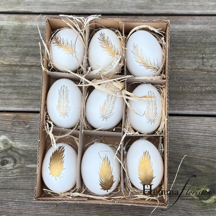 Ägg med guld-dekor - 9 pack.