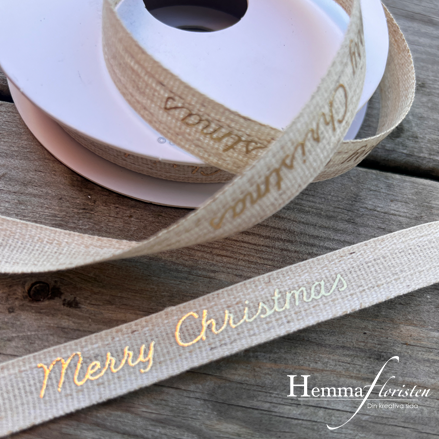 Band Merry Christmas Cream-guld 15mm pris/m