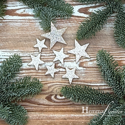 Stjärnor i Glitter-Champagne – Mix 4 storlekar