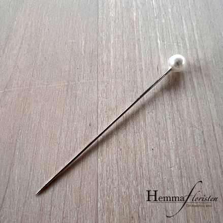 Nål m. vit pärla 10-pack