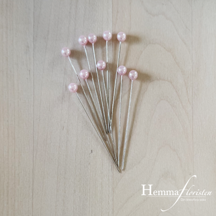 Nål m. pärla 6mm - Ljusrosa 10 pack