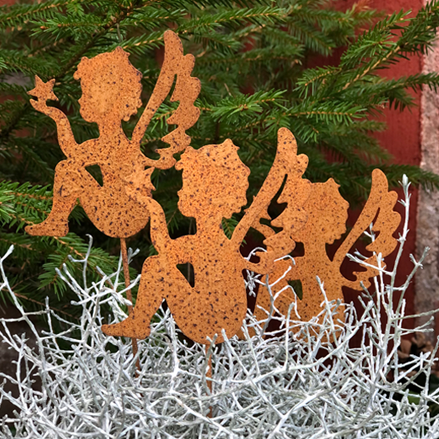 Sticks Ängel metall rost H. 8/23 cm D. 9 cm