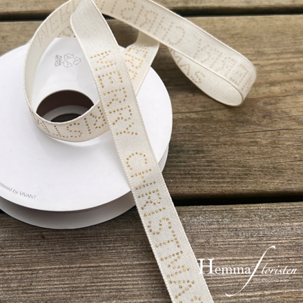 Band Merry Christmas 15mm creame/guld pris/m