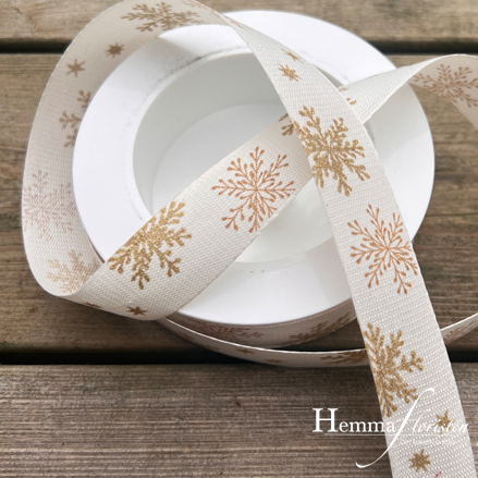 Band Snöflinga 25mm Beige/guld pris/m