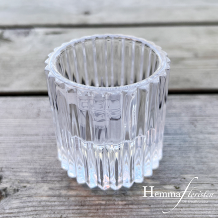 Glas ljusstake till värmeljus eller kronljus 2 i 1