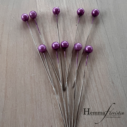 Nål m. pärla lavendel lila 10-pack
