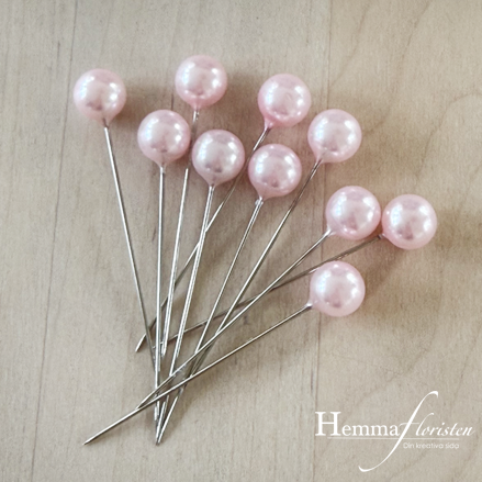 Nål m. pärla 10mm - Rosa 10pack