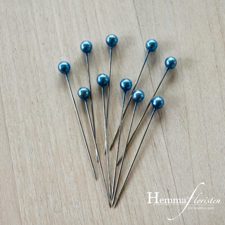 Nål med pärla 4mm ljusblå 10-pack