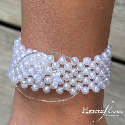 Armband Corsage - pärlor vit