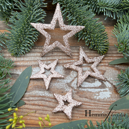 Stjärnor Öppna i Glitter-Champagne – Mix 4 storlekar