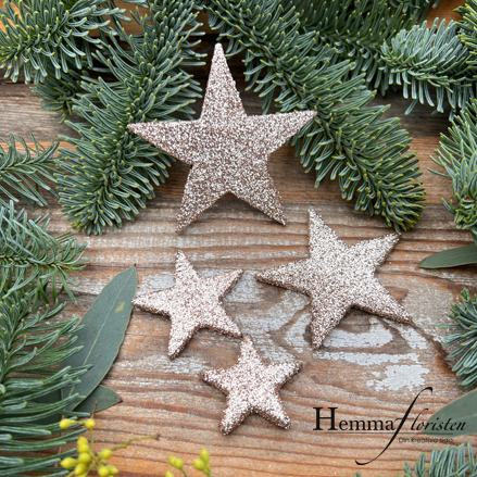 Stjärnor i Glitter-Champagne – Mix 4 storlekar